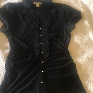 White House Black Market Ruched Tuxedo Shirt